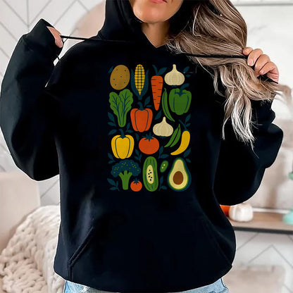 Best Farmer Life Shirt, Funny Farmer UnisexT-Shirt/Hoodie/Sweatshirt HLT00 - Retro Vegetable Garden Pattern Veggie Farmer Market Vegan Long Sleeve T-Shirt