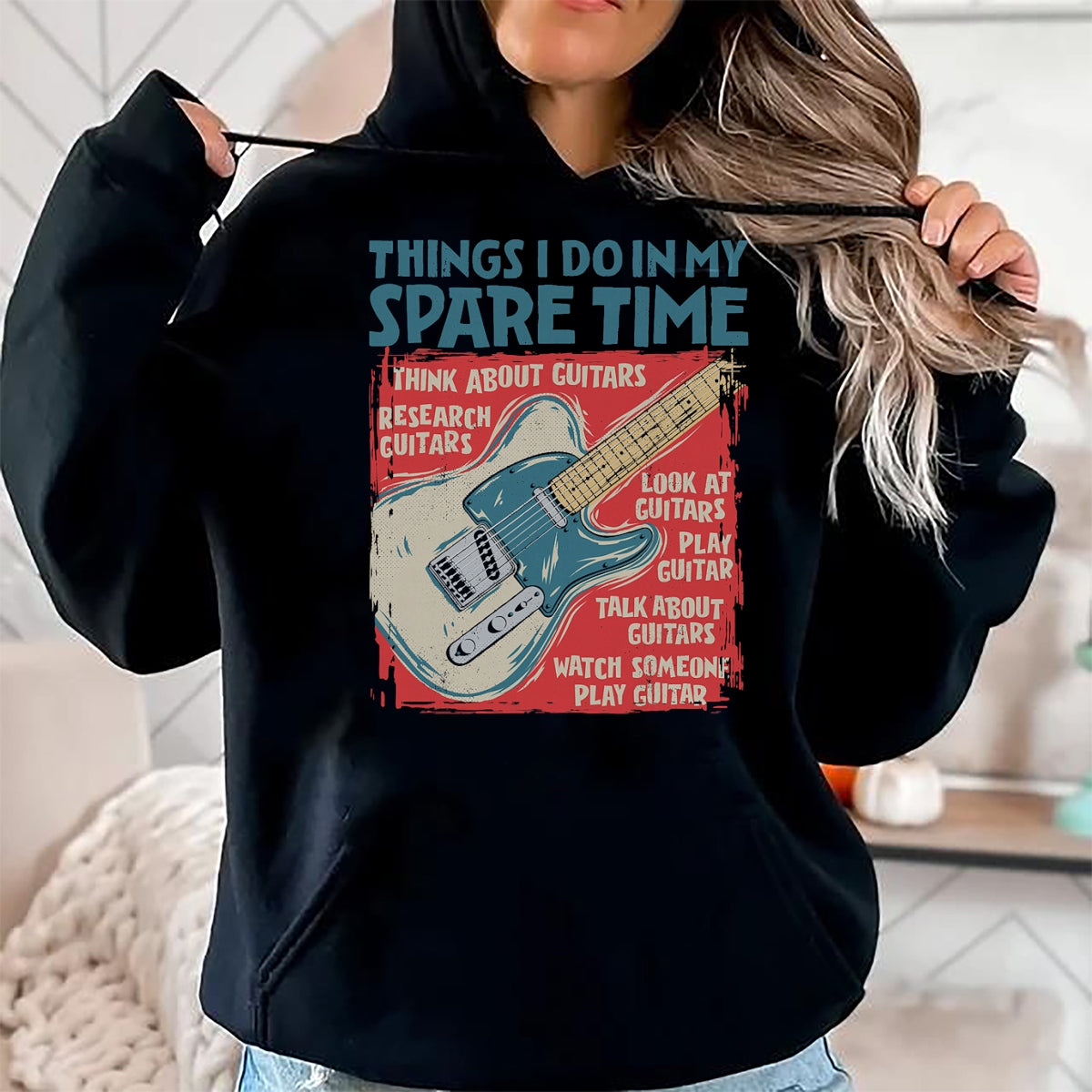 Guitar Lover Shirt, Funny Guitar UnisexT-Shirt/Hoodie/Sweatshirt HLT00 - Guitar Things I Do in My Spare Time Funny Electric Guitarist T-Shirt
