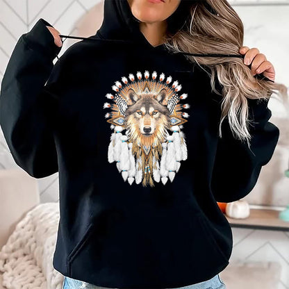 Native American T-Shirts, Vintage Native American Unisex T-Shirt/Hoodie/Sweatshirt HLT00 - Native American Wolf Feather