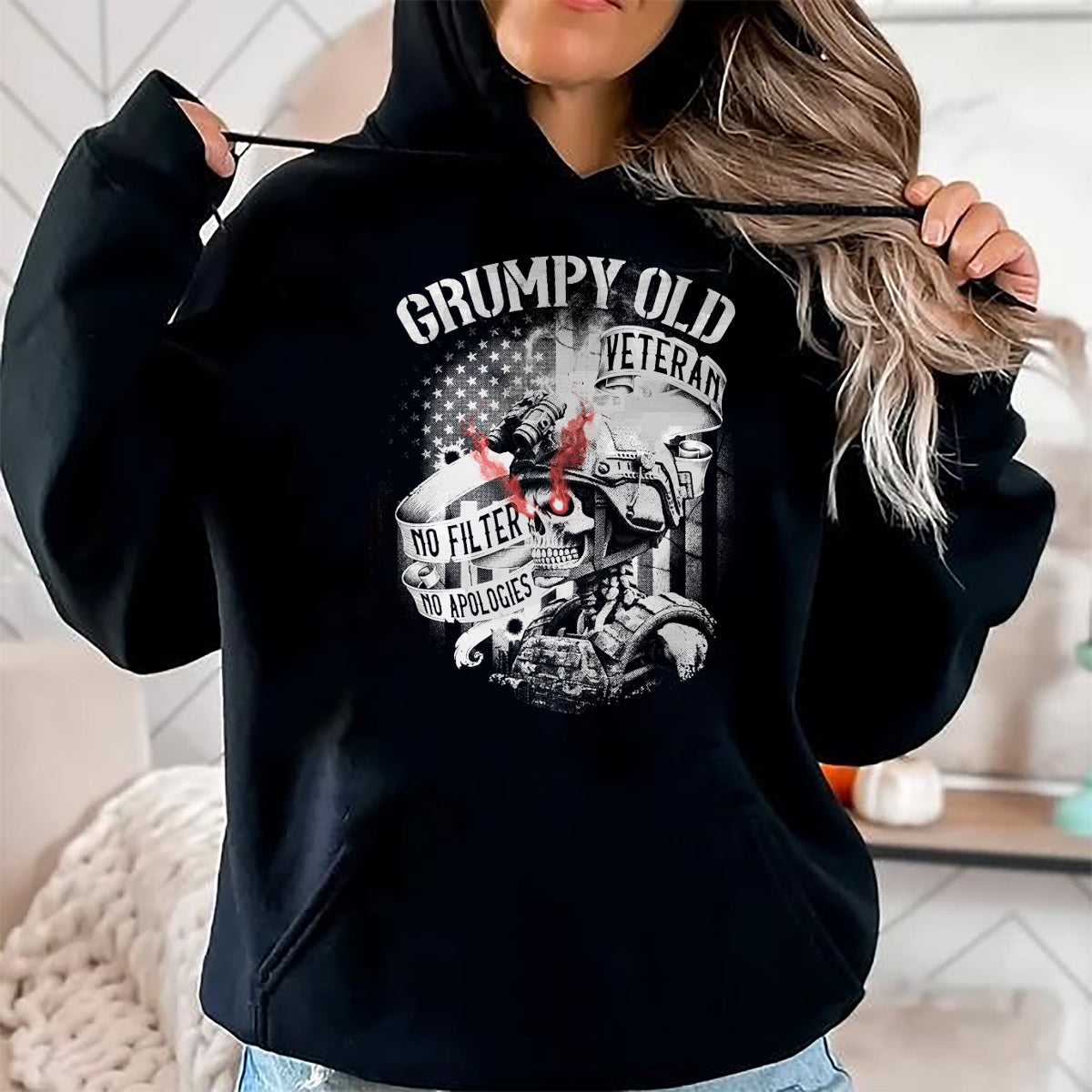 Proud Veteran Shirt, Funny Veteran UnisexT-Shirt/Hoodie/Sweatshirt HLT00 - Grumpy Old Veteran Funny Patriotic Military Humor Design T-Shirt