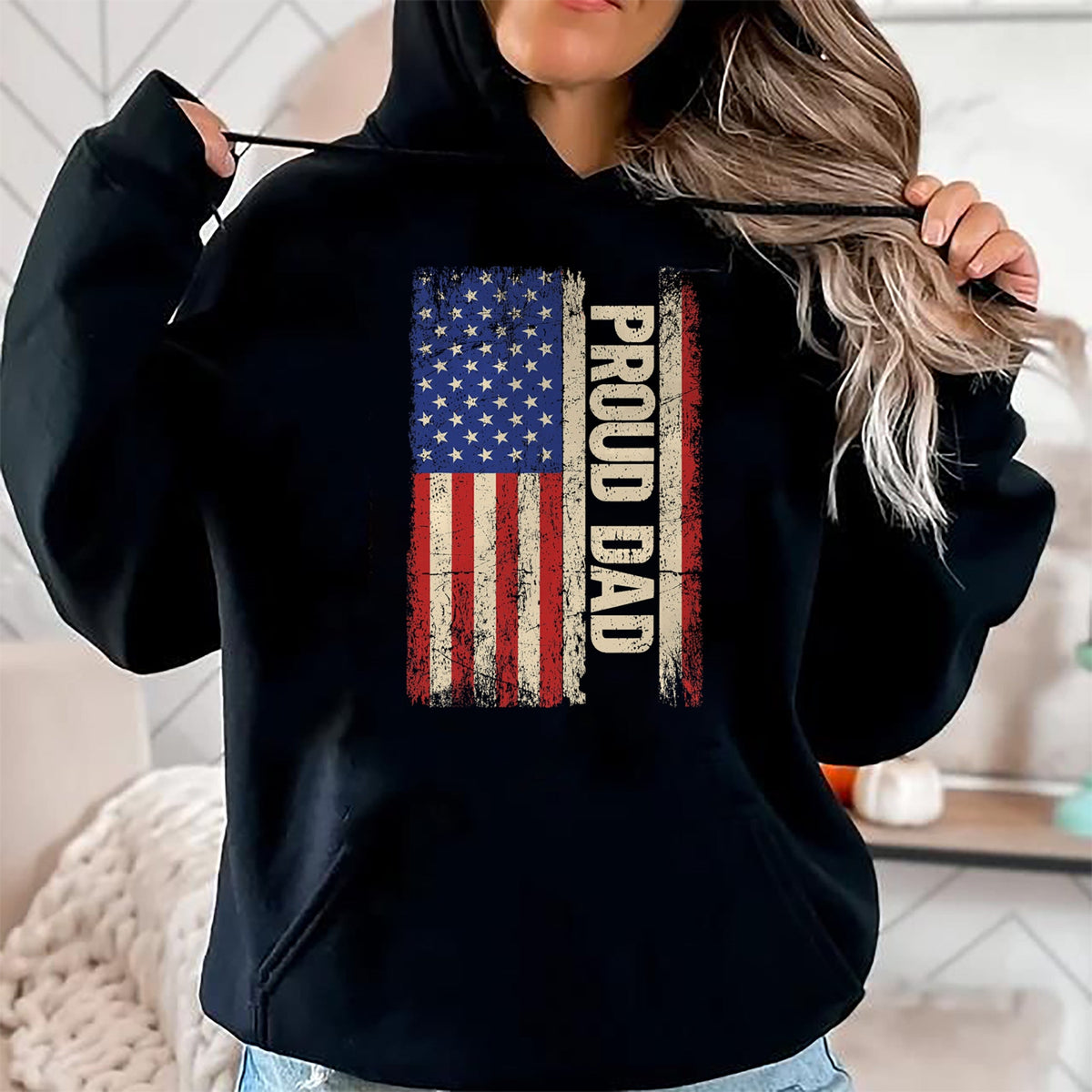 Gift for Dad Shirt, Funny Dad Unisex T-Shirt/Hoodie/Sweatshirt HLT00 – Proud Dad US American Flag Shirt for Fathers Day 2024 Men T-Shirt