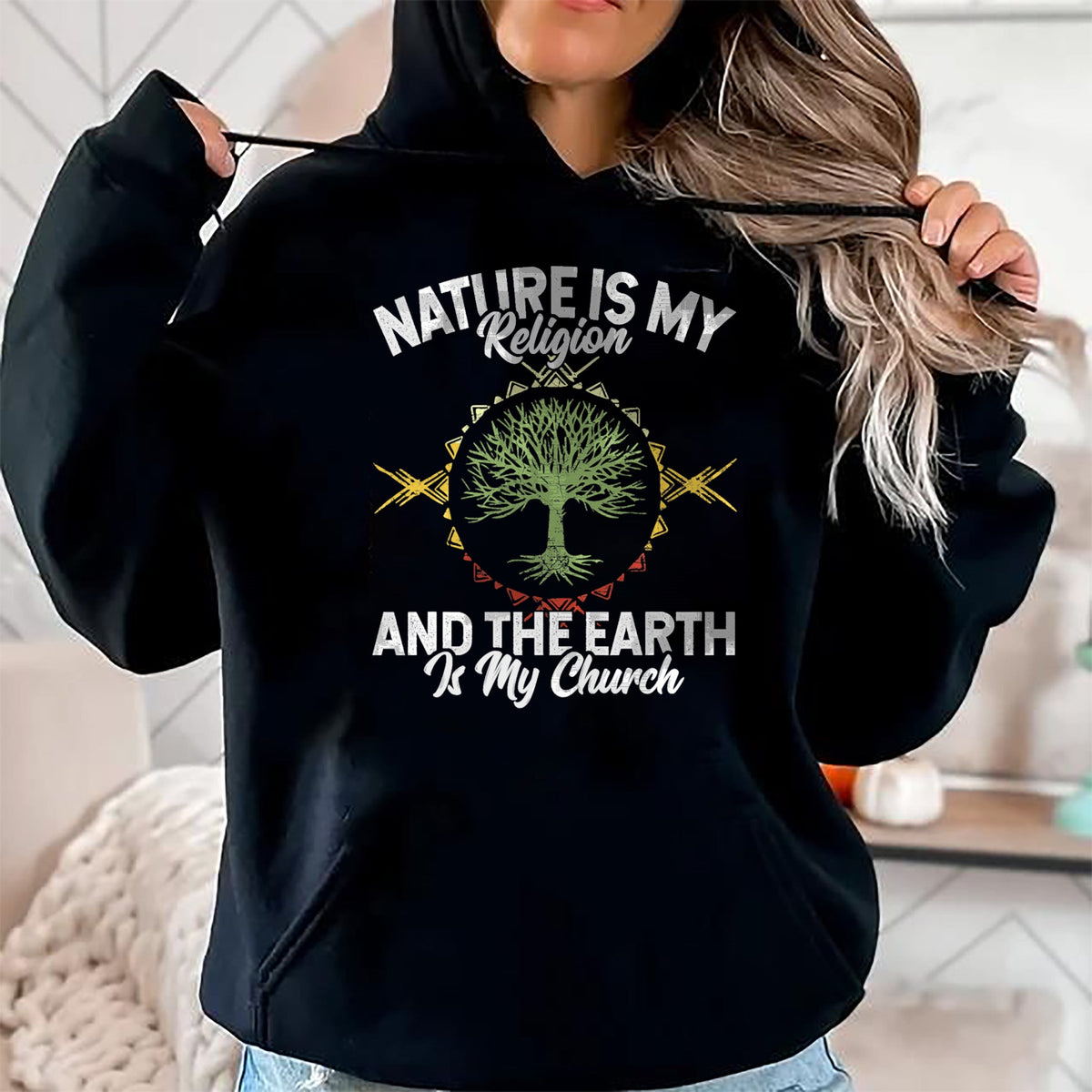 Native American T-Shirts, Vintage Native American Unisex T-Shirt/Hoodie/Sweatshirt HLT00 - Nature Is My Religion Earth Is My Church Native American Day