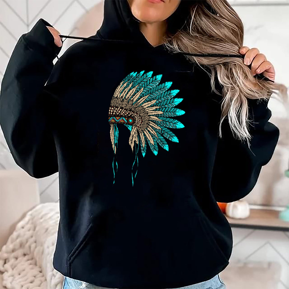 Native American T-Shirts, Vintage Native American Unisex T-Shirt/Hoodie/Sweatshirt HLT00 - Native American Indian Headdress Costume Jewelry Decor