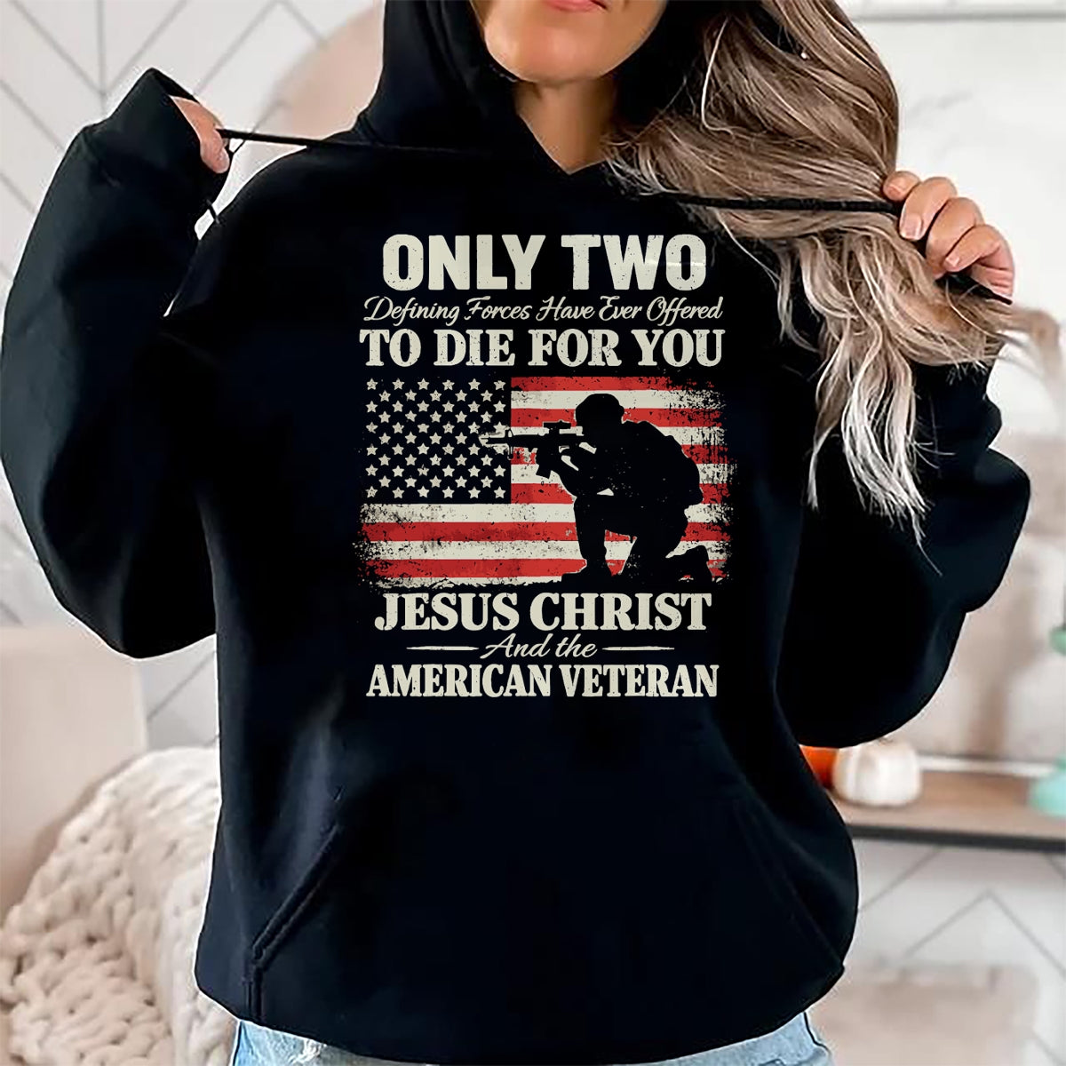 Proud Veteran Shirt, Funny Veteran UnisexT-Shirt/Hoodie/Sweatshirt HLT00 - Two Died for You Christian Veteran Patriotic Design T-Shirt