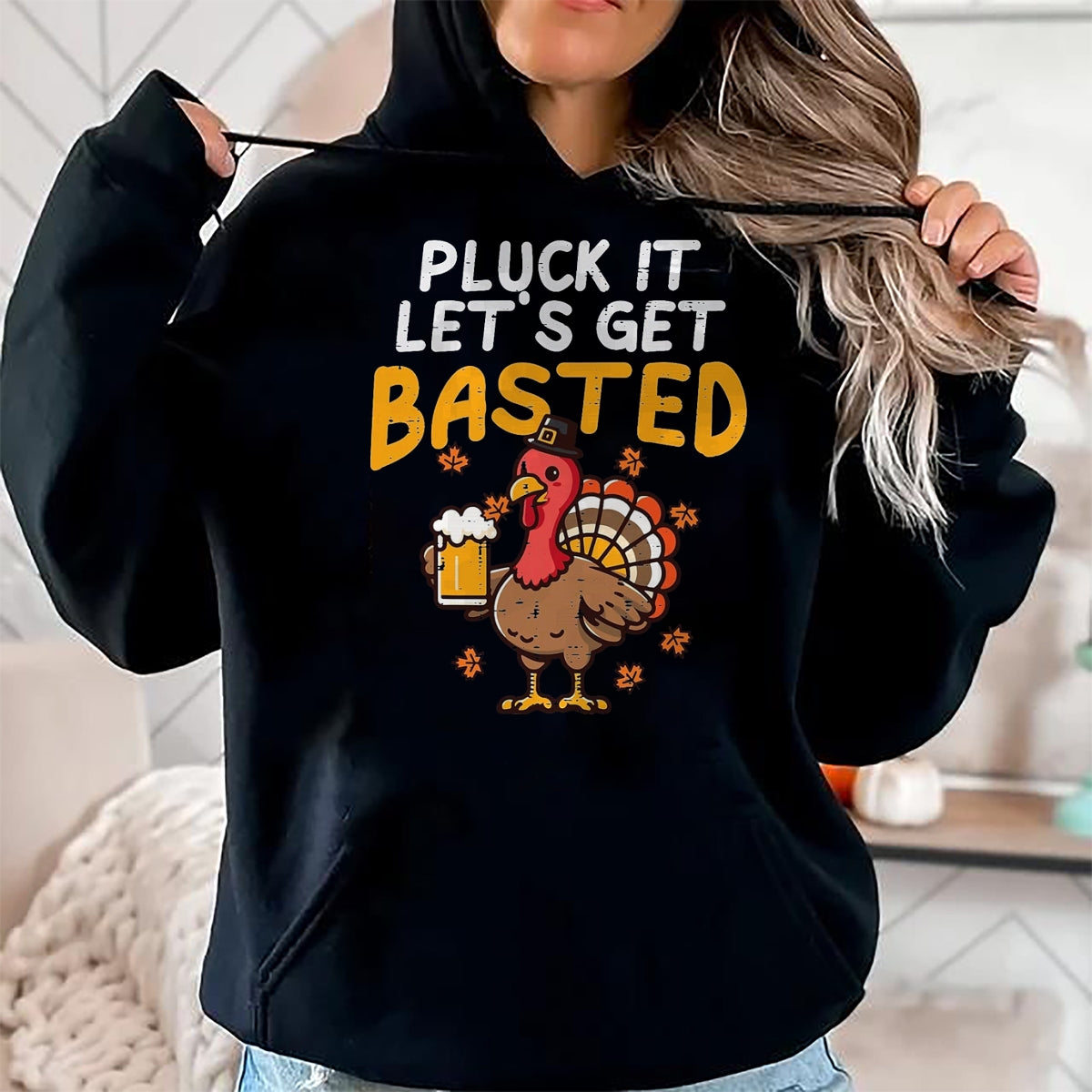 Best Thanksgiving Family Shirt , Funny Thanksgiving UnisexT-Shirt/Hoodie/Sweatshirt HLT00 - Thanksgiving Pluck It Lets Get Basted Funny Fall Dad Men T-Shirt, Men, Black, 3X-Large