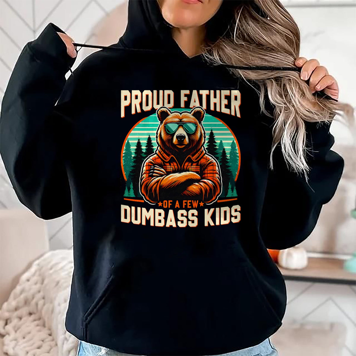 Gift for Dad Shirt, Funny Dad Unisex T-Shirt/Hoodie/Sweatshirt HLT00 – Father_s Day Proud Father Of A Few Dumbass Kids Dad Bear T-Shirt