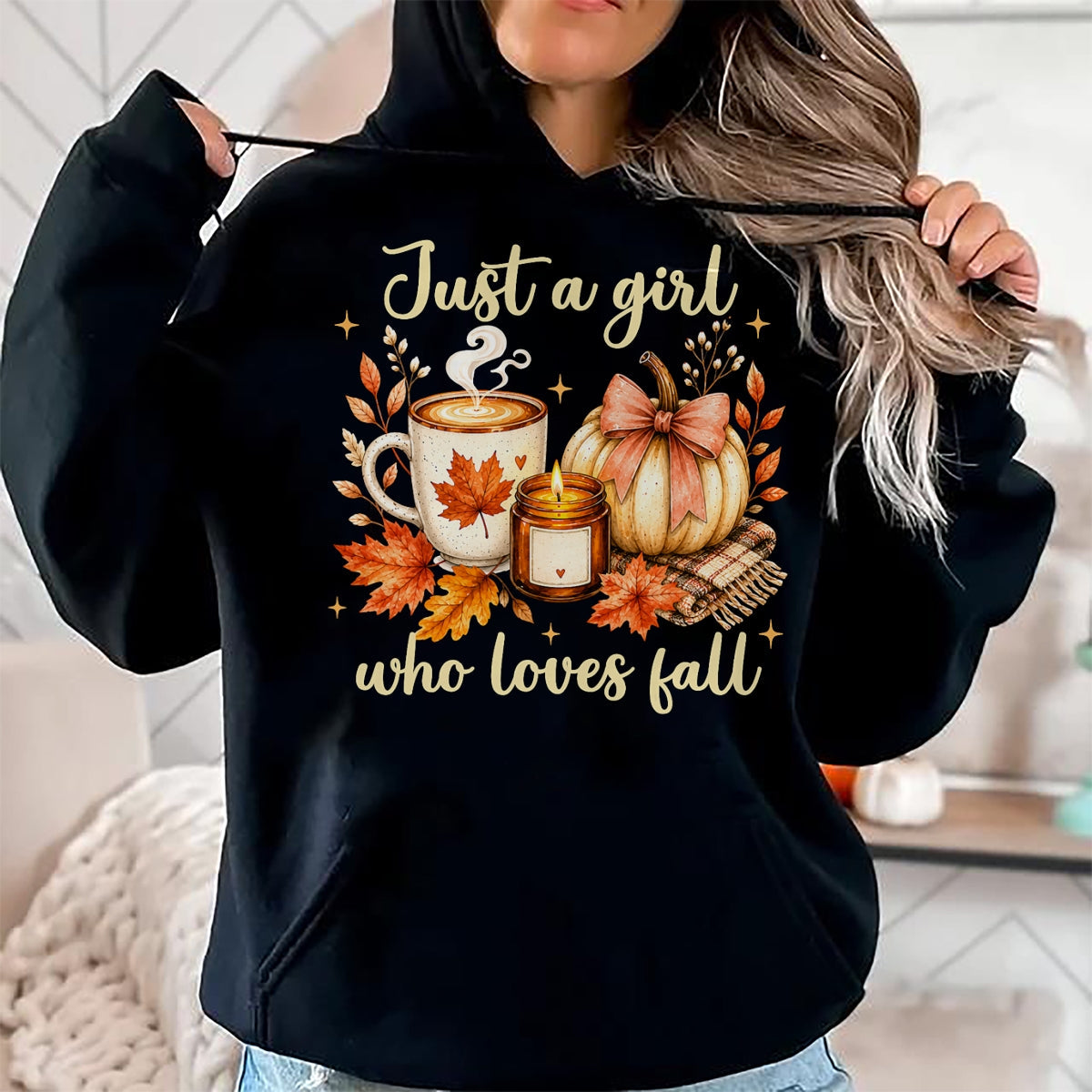 Best Thanksgiving Family Shirt , Funny Thanksgiving UnisexT-Shirt/Hoodie/Sweatshirt HLT00 - Just A Girl Who Loves Fall Pumpkin Autumn Leaves Women Girls T-Shirt