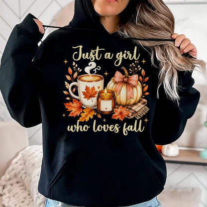 Best Thanksgiving Family Shirt , Funny Thanksgiving UnisexT-Shirt/Hoodie/Sweatshirt HLT00 - Just A Girl Who Loves Fall Pumpkin Autumn Leaves Women Girls T-Shirt