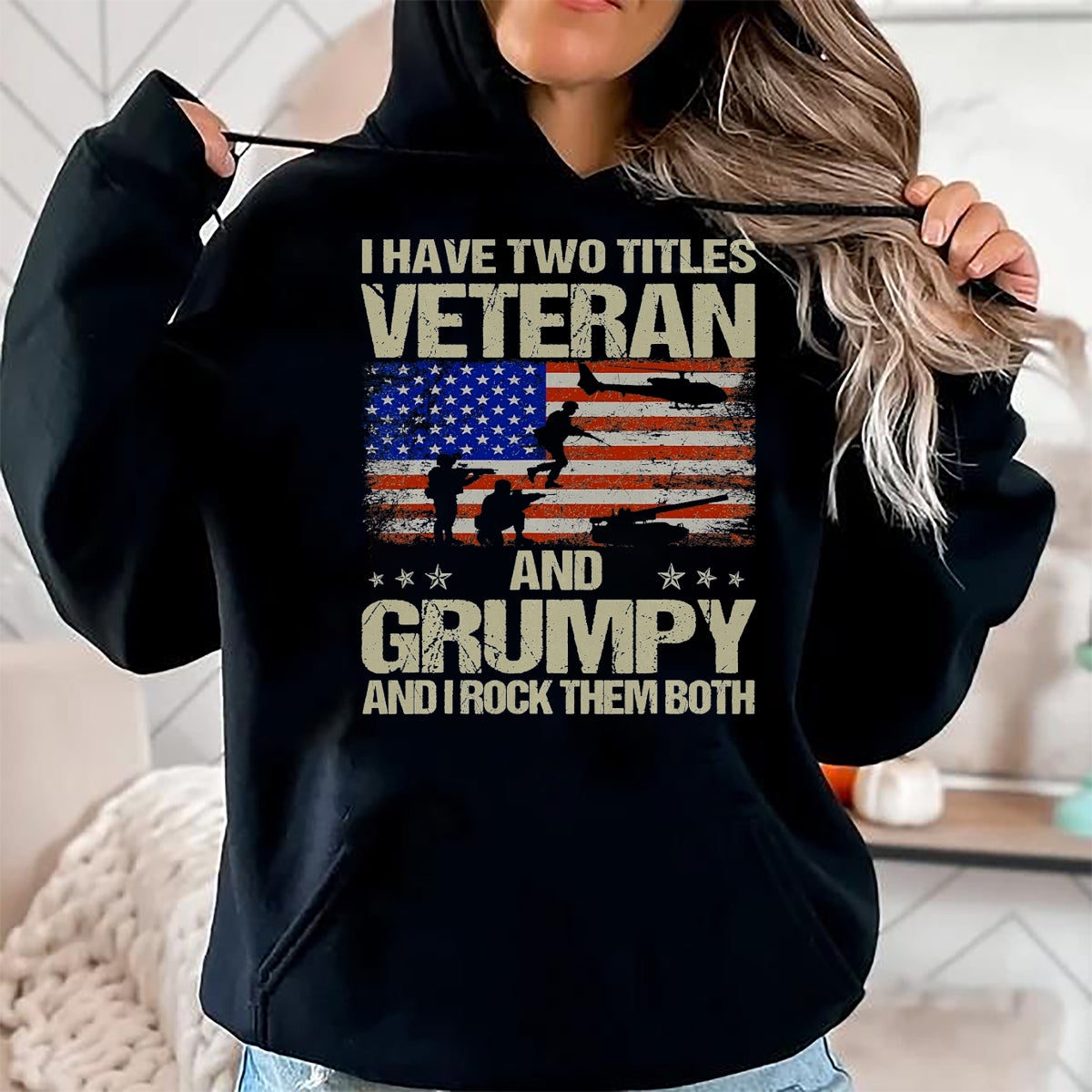Proud Veteran Shirt, Funny Veteran UnisexT-Shirt/Hoodie/Sweatshirt HLT00 - I Have Two Titles Veteran and Grumpy Funny Dad Papa Grandpa T-Shirt, Men, Black, 3X-Large
