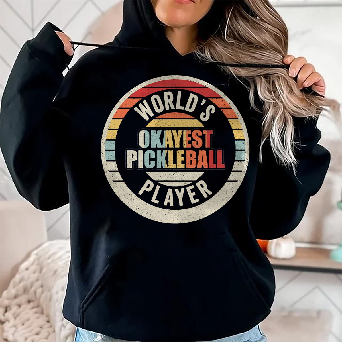 Funny Pickleball Shirt, Pickleball Lover Unisex T-Shirt/Hoodie/Sweatshirt HLT00 - Vintage Retro World's Okayest Pickleball Player T-Shirt