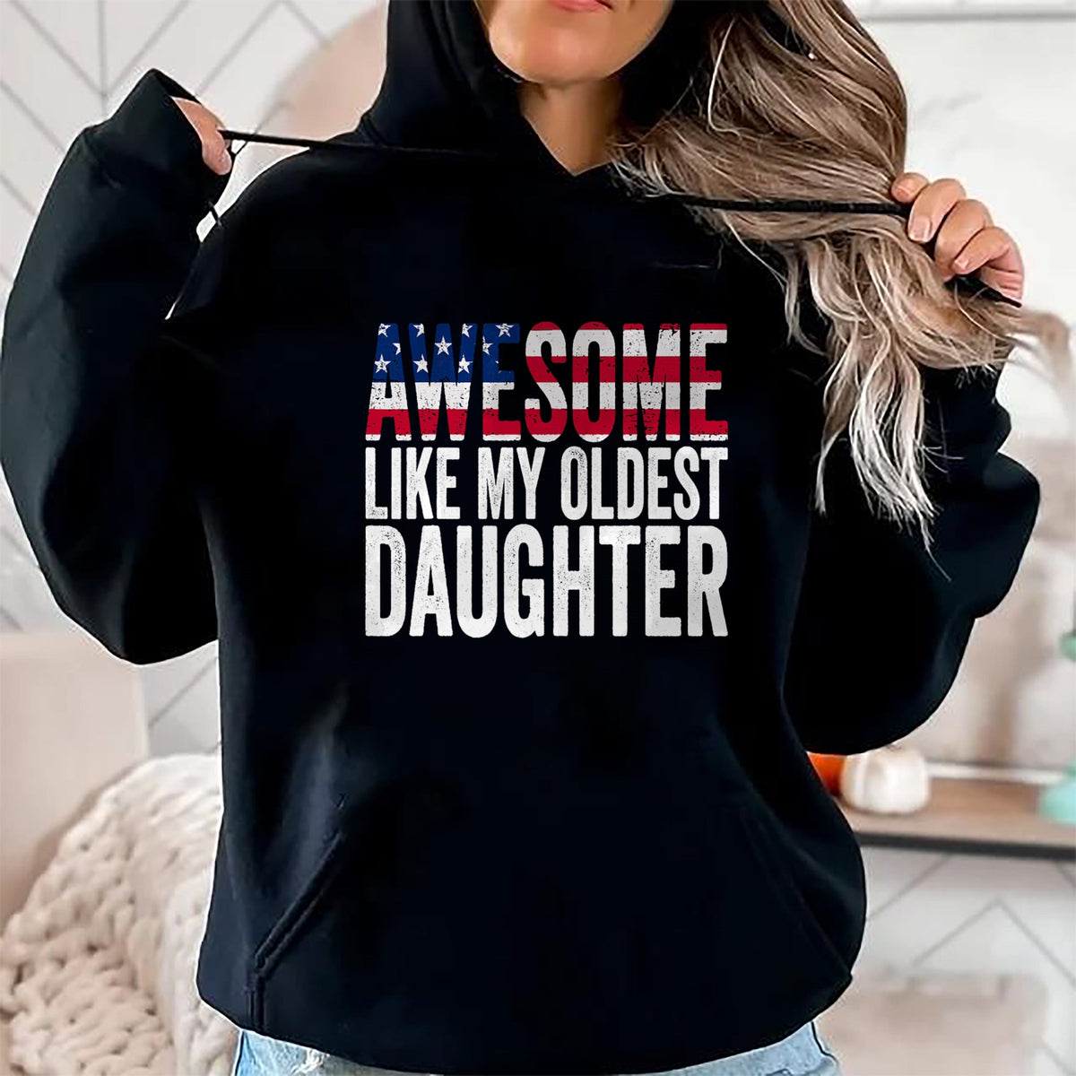 Gift for Mom Shirt, Funny Mom Unisex T-Shirt/Hoodie/Sweatshirt HLT00 - Awesome Like My Oldest Daughter Funny Fathers Mothers Day T-Shirt