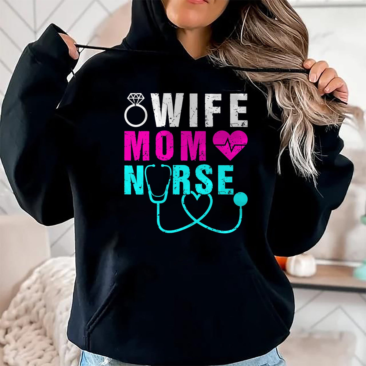Funny Nurse Shirt, Nurse Unisex T-Shirt/Hoodie/Sweatshirt HLT00 - Wife Mom Nurse Practitioner NP Nurse Practitioners T-Shirt