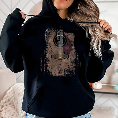 Guitar Lover Shirt, Funny Guitar UnisexT-Shirt/Hoodie/Sweatshirt HLT00 - Distressed Acoustic Guitar Vintage Player Rock & Roll Music T-Shirt, Men, Black, 3X-Large