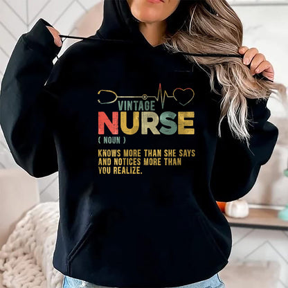 Funny Nurse Shirt, Nurse Unisex T-Shirt/Hoodie/Sweatshirt HLT00 - Womens Vintage Nurse Definition Hospital Medical Registered Nursing V-Neck T-Shirt