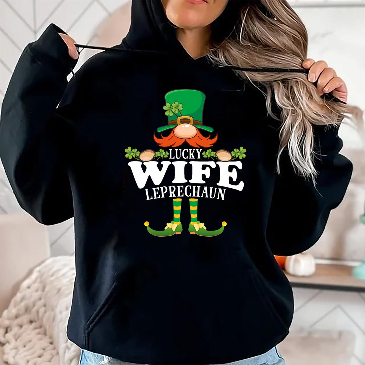 Best Wife Shirt, Wife and Husband Unisex T-Shirt/Hoodie/Sweatshirt HLT00 - Gift for wife T shirt, lucky wife   Lucky Wife Leprechaun Funny St. Patricks Day T-Shirt