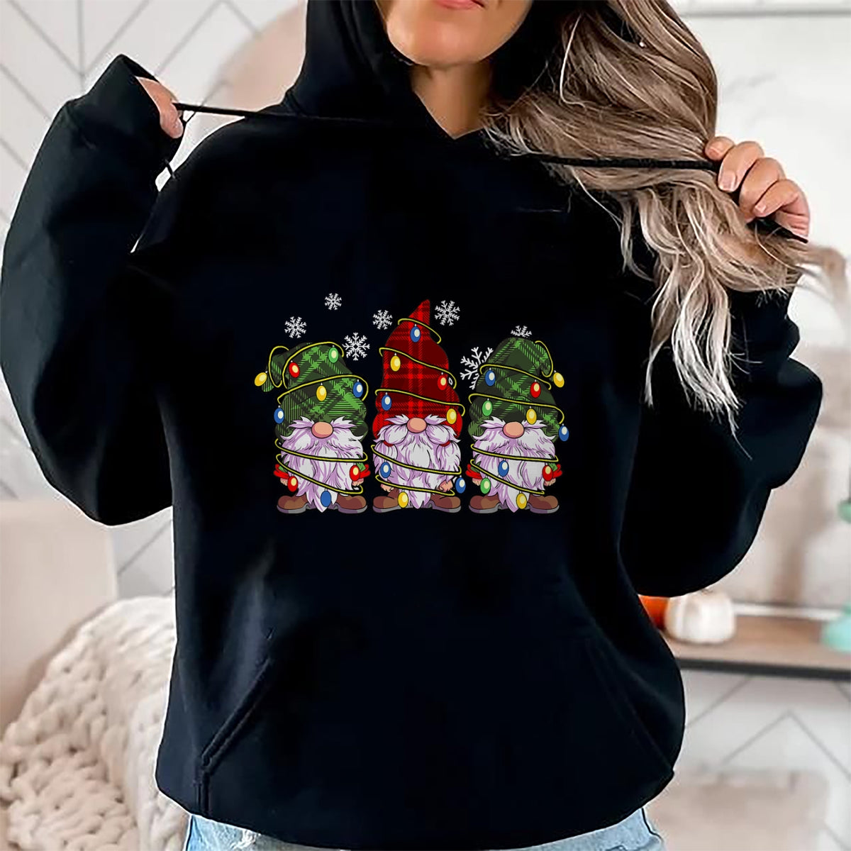Christmas Shirts for Family, Funny christmas shirts, Christmas Unisex T-Shirt/Hoodie/Sweatshirt HLT00 - Three Gnomes Men Women Buffalo Plaid Red Christmas T-Shirt
