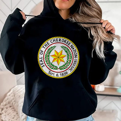 Native American T-Shirts, Vintage Native American Unisex T-Shirt/Hoodie/Sweatshirt HLT00 - Double Sided Seal of the Cherokee Nation Native American T-Shirt