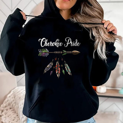 Native American T-Shirts, Vintage Native American Unisex T-Shirt/Hoodie/Sweatshirt HLT00 - American Flag - Cherokee Pride Feathers Native American Long Sleeve T-Shirt
