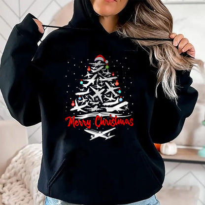 Christmas Shirts for Family, Funny christmas shirts, Christmas Unisex T-Shirt/Hoodie/Sweatshirt HLT00 - Airplane Christmas Tree tshirts T-Shirt