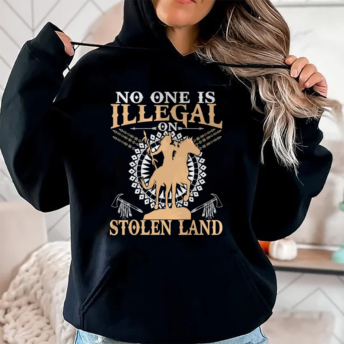 Native American T-Shirts, Vintage Native American Unisex T-Shirt/Hoodie/Sweatshirt HLT00 - No One Is Illegal on Stolen Land Tee Gifts Native Americans T-Shirt (1)