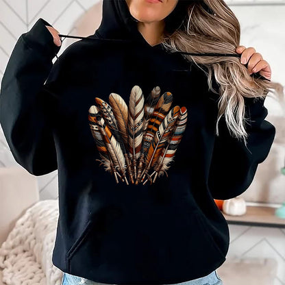 Native American T-Shirts, Vintage Native American Unisex T-Shirt/Hoodie/Sweatshirt HLT00 - Southwest Native American Indian Tribal Art Colorful Feather T-Shirt (1)