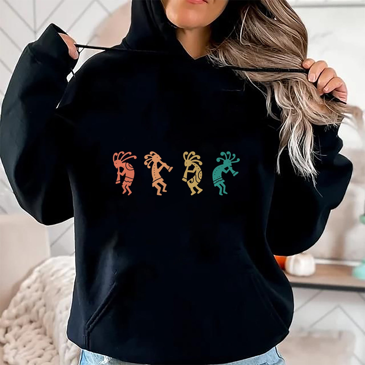 Native American T-Shirts, Vintage Native American Unisex T-Shirt/Hoodie/Sweatshirt HLT00 - American Flag - Dancing Kokopelli Southwestern USA Native American Symbol T-Shirt
