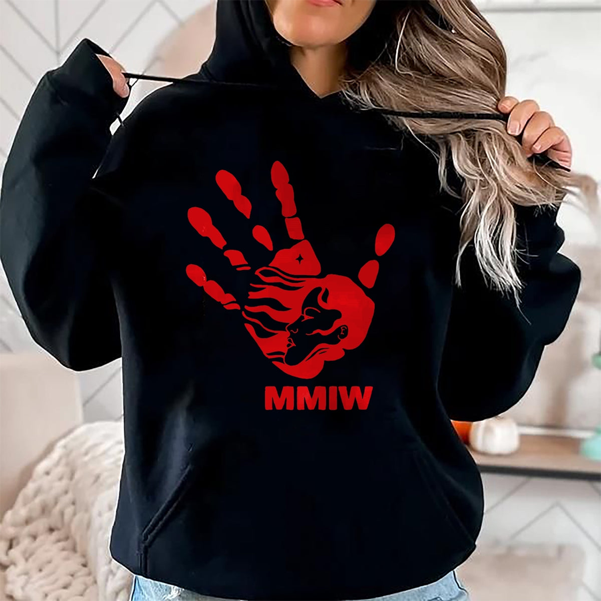 Native American T-Shirts, Vintage Native American Unisex T-Shirt/Hoodie/Sweatshirt HLT00 - MMIW Red Hand Indigenous Native American MMIW Awareness T-Shirt (1)