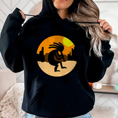 Native American T-Shirts, Vintage Native American Unisex T-Shirt/Hoodie/Sweatshirt HLT00 - Kokopelli Native American Sunset T-Shirt T-Shirt