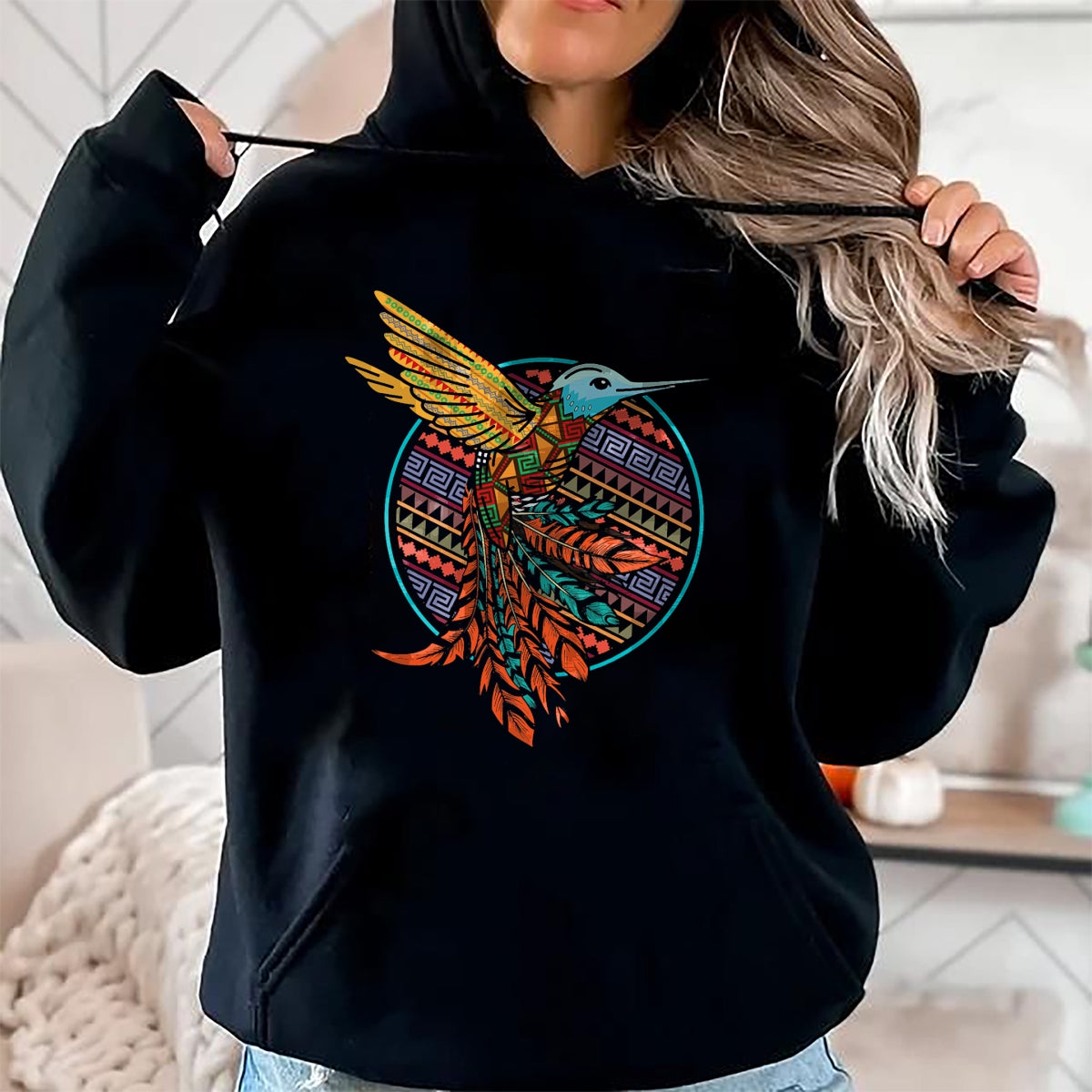 Native American T-Shirts, Vintage Native American Unisex T-Shirt/Hoodie/Sweatshirt HLT00 - Hummingbird Tribal Art Native American Indian Indigenous T-Shirt (1)