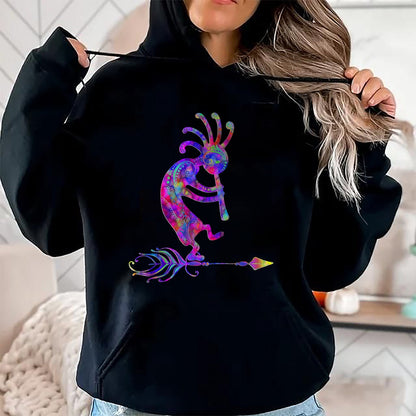 Native American T-Shirts, Vintage Native American Unisex T-Shirt/Hoodie/Sweatshirt HLT00 - Native American Kokopelli With Feather 2 - Fan Fun T-Shirt