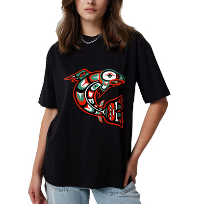 Native American T-Shirts, Vintage Native American Unisex T-Shirt/Hoodie/Sweatshirt HLT00 - Haida art, Native American Style, Salmon Totem T-Shirt