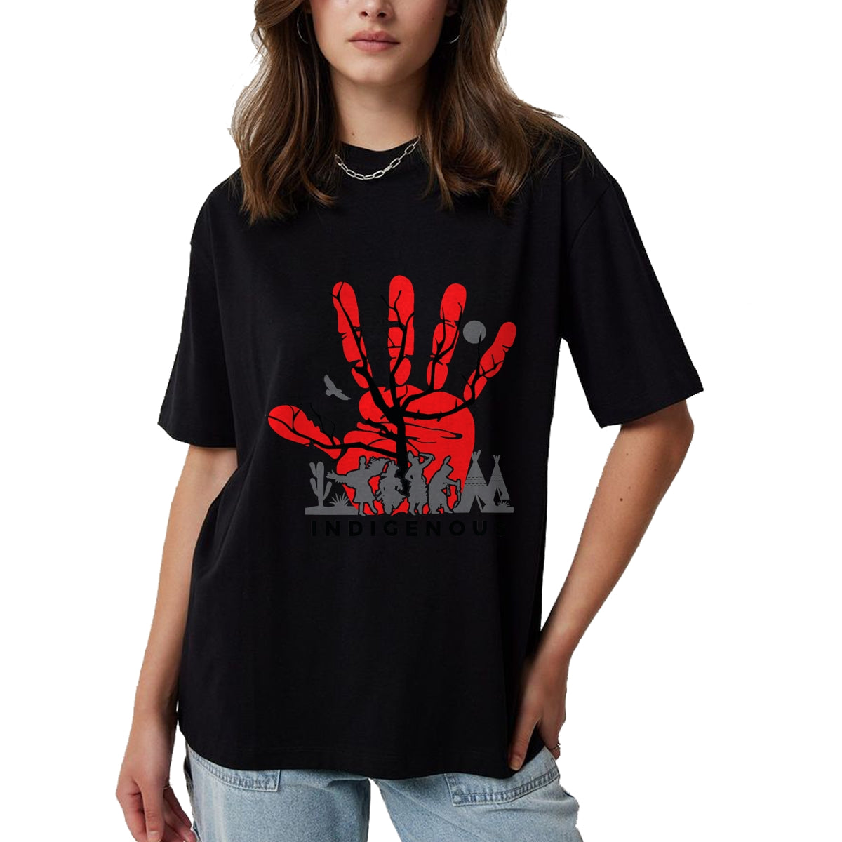 Native American T-Shirts, Vintage Native American Unisex T-Shirt/Hoodie/Sweatshirt HLT00 - Native American Indigenous Red Hand Indian Blood Themed T-Shirt (23)