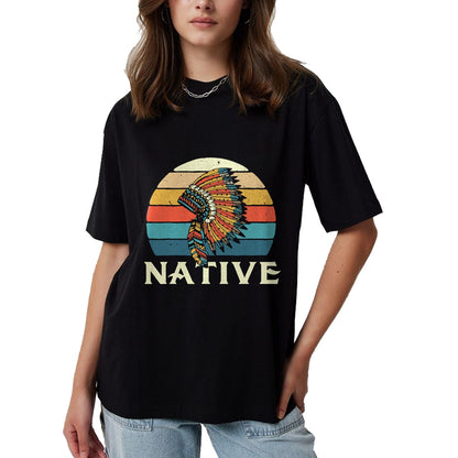 Native American T-Shirts, Vintage Native American Unisex T-Shirt/Hoodie/Sweatshirt HLT00 - Native Indian Retro Headdress Native American Blood Pride T-Shirt