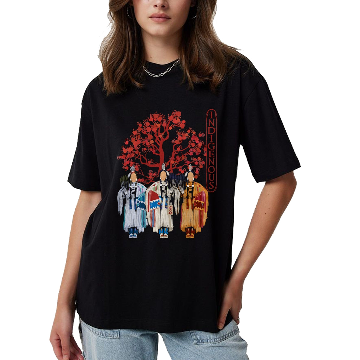 Native American T-Shirts, Vintage Native American Unisex T-Shirt/Hoodie/Sweatshirt HLT00 - Native American Indigenous Red Hand Indian Blood Themed T-Shirt (7)