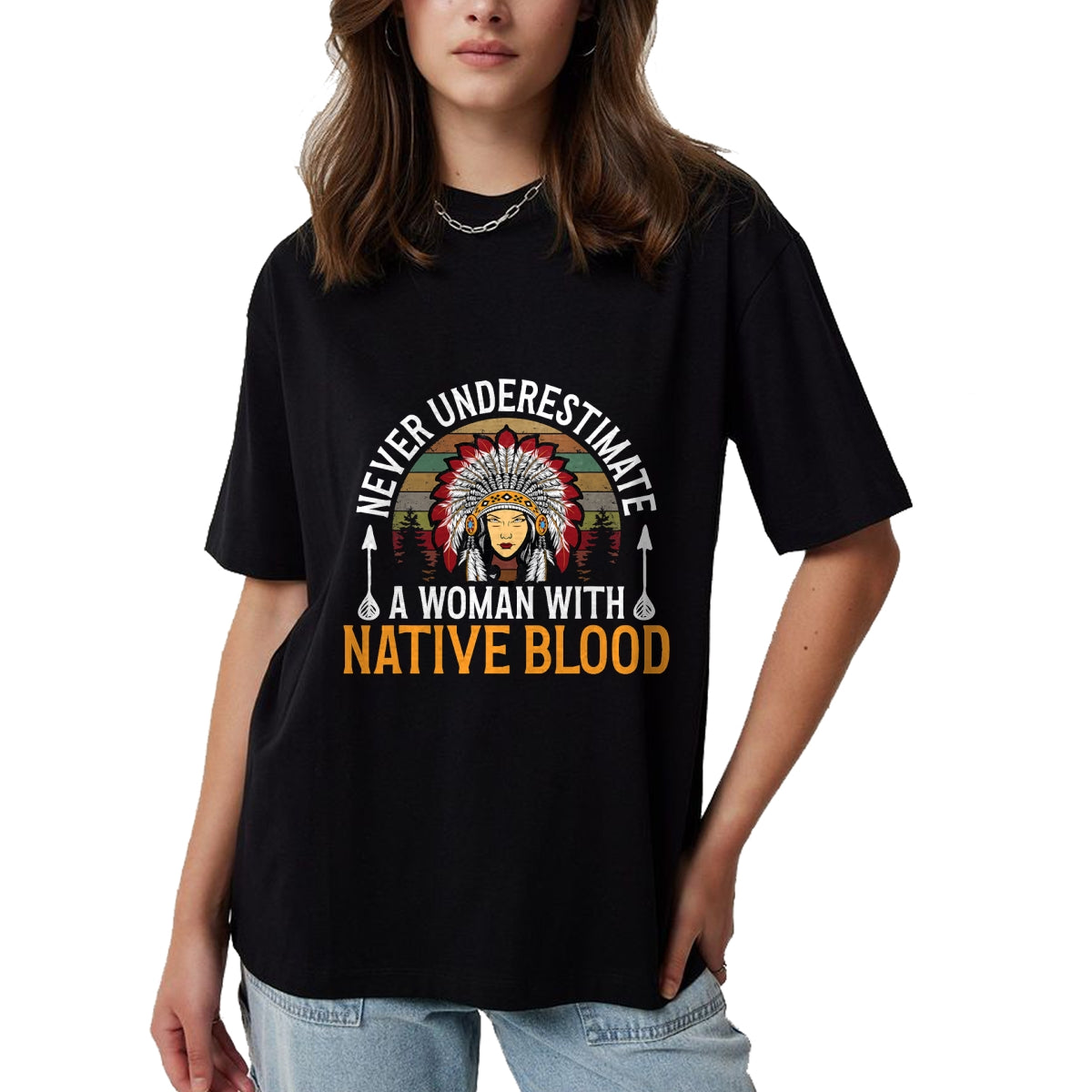 Native American T-Shirts, Vintage Native American Unisex T-Shirt/Hoodie/Sweatshirt HLT00 - Native American Heritage Indigenous Woman With Native Blood T-Shirt