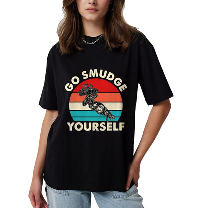 Native American T-Shirts, Vintage Native American Unisex T-Shirt/Hoodie/Sweatshirt HLT00 - Go Smudge Yourself Native American Funny Smudging Feather T-Shirt (1)