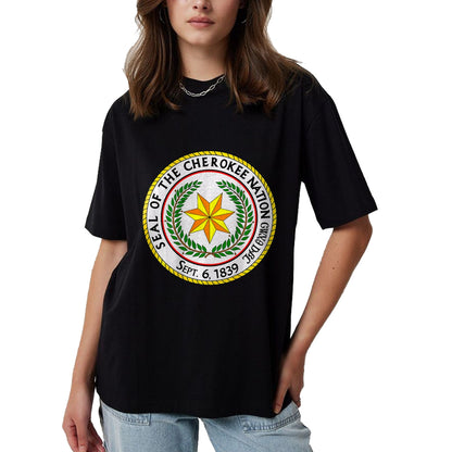 Native American T-Shirts, Vintage Native American Unisex T-Shirt/Hoodie/Sweatshirt HLT00 - Double Sided Seal of the Cherokee Nation Native American T-Shirt