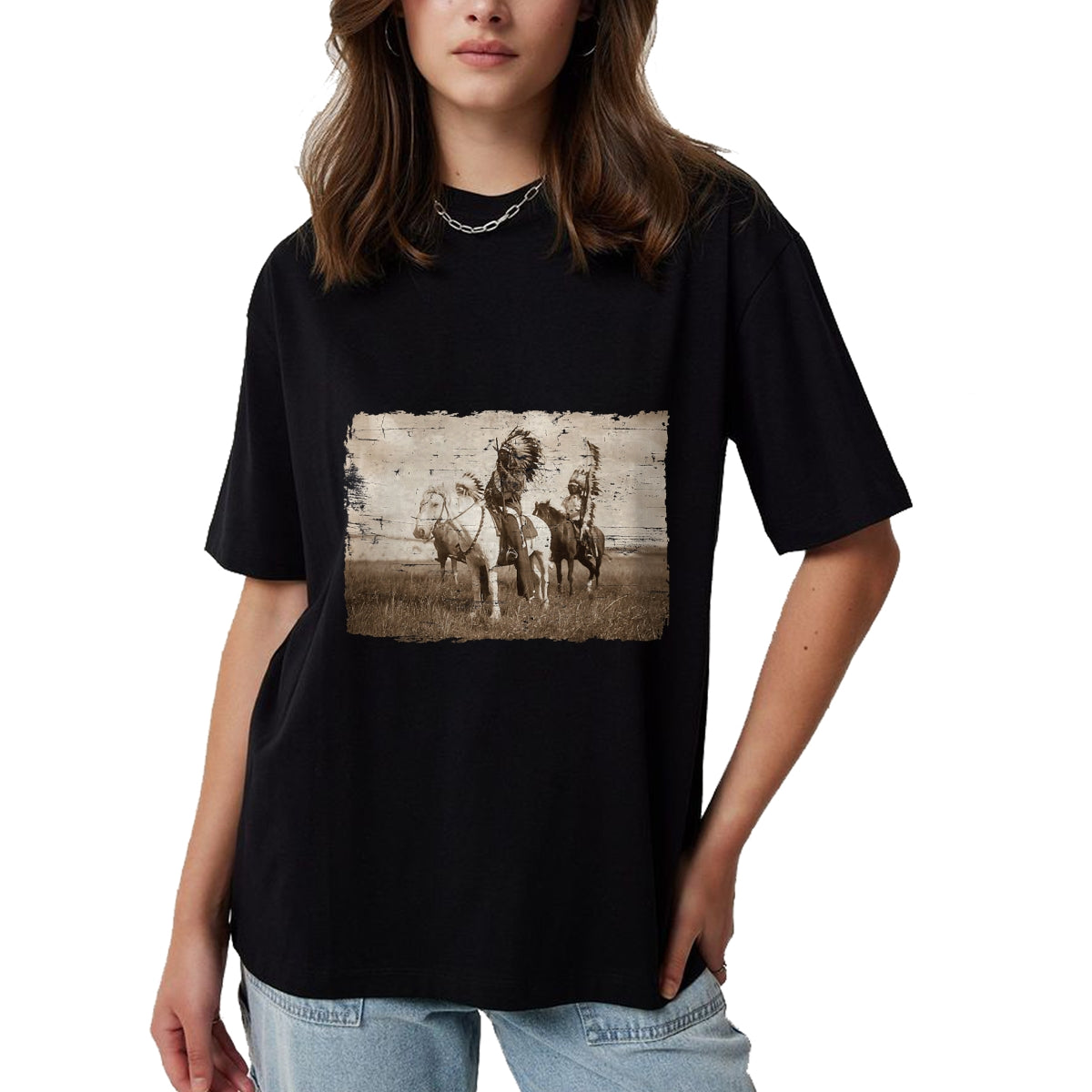 Native American T-Shirts, Vintage Native American Unisex T-Shirt/Hoodie/Sweatshirt HLT00 - Native American Chief Head Indians Warbonnets Headdress T-Shirt (1)