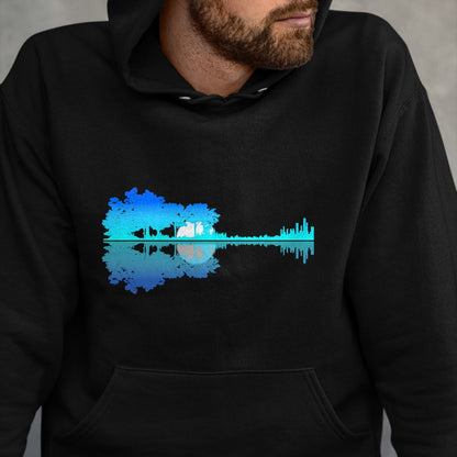 Guitar Lover Shirt, Funny Guitar UnisexT-Shirt/Hoodie/Sweatshirt HLT00 - Guitar Lake Shadow Love Guitar Musician T-Shirt (1)