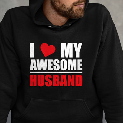 Best Wife Shirt, Wife and Husband Unisex T-Shirt/Hoodie/Sweatshirt HLT00 - I Love My Awesome Husband Romantic Gift for Wife or Husband T-Shirt (1)