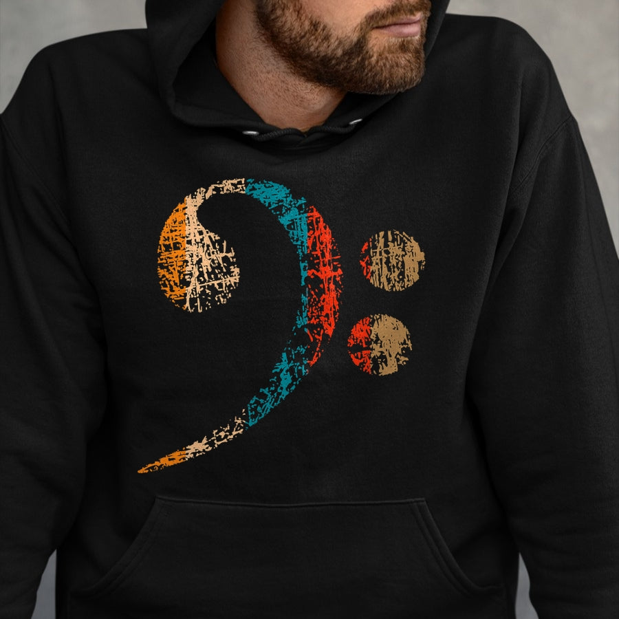 Guitar Lover Shirt, Funny Guitar UnisexT-Shirt/Hoodie/Sweatshirt HLT00 - Vintage Bass Clef for Bass Players, Bassists Bands Orchestra T-Shirt Small