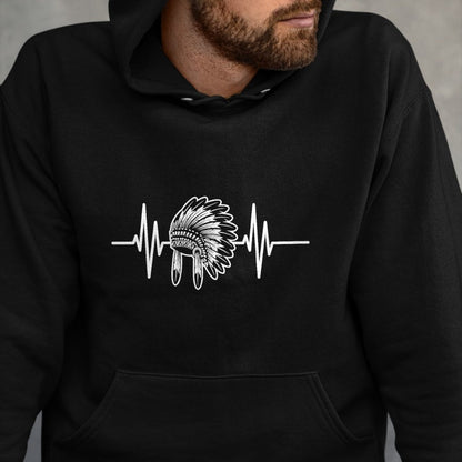 Native American T-Shirts, Vintage Native American Unisex T-Shirt/Hoodie/Sweatshirt HLT00 - Native Indian Headdress Heartbeat Indigenous Native American
