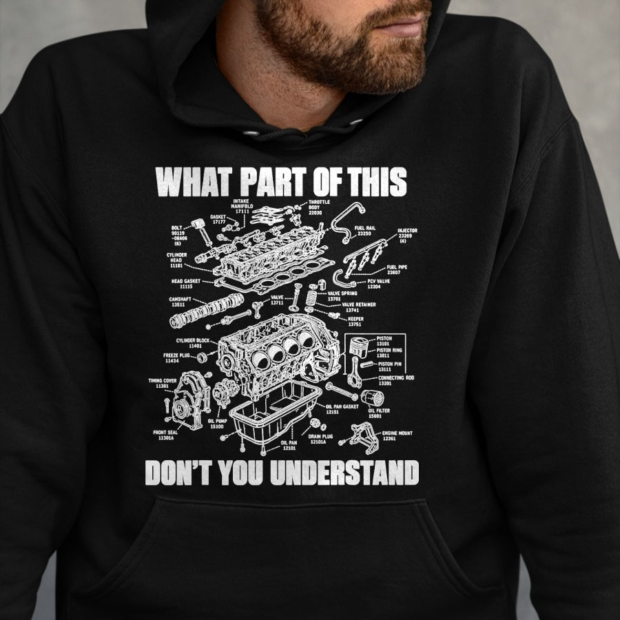 Best Mechanic Life Shirt, Funny Mechanic UnisexT-Shirt/Hoodie/Sweatshirt HLT00 - What Part of This Don’t You Understand Engine Diagram T-Shirt
