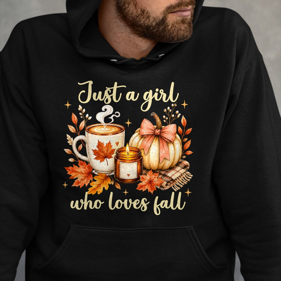 Best Thanksgiving Family Shirt , Funny Thanksgiving UnisexT-Shirt/Hoodie/Sweatshirt HLT00 - Just A Girl Who Loves Fall Pumpkin Autumn Leaves Women Girls T-Shirt