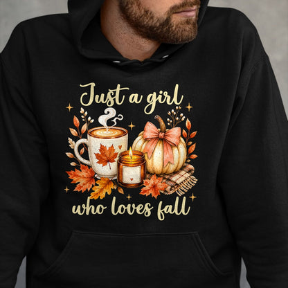 Best Thanksgiving Family Shirt , Funny Thanksgiving UnisexT-Shirt/Hoodie/Sweatshirt HLT00 - Just A Girl Who Loves Fall Pumpkin Autumn Leaves Women Girls T-Shirt