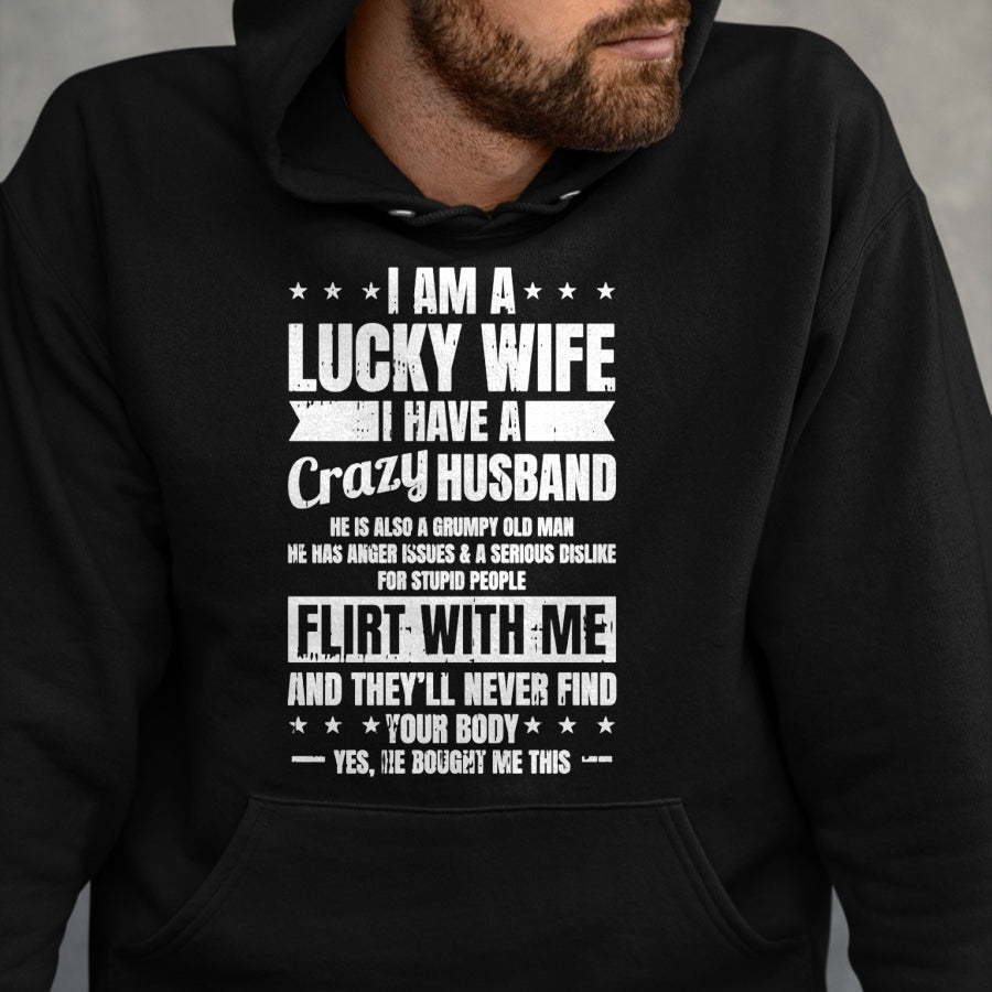 Best Wife Shirt, Wife and Husband Unisex T-Shirt/Hoodie/Sweatshirt HLT00 - Gift for wife T shirt, lucky wife   I Am A Lucky Wife Fathers Day Funny Sarcastic Women Pullover Hoo (1)