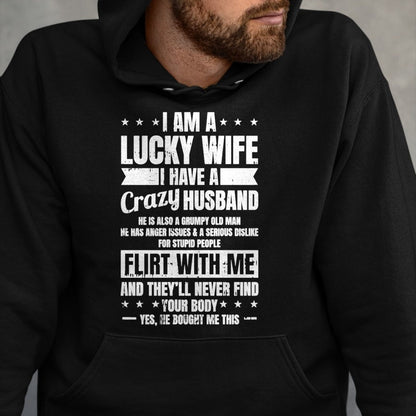 Best Wife Shirt, Wife and Husband Unisex T-Shirt/Hoodie/Sweatshirt HLT00 - Gift for wife T shirt, lucky wife   I Am A Lucky Wife Fathers Day Funny Sarcastic Women Pullover Hoo (1)