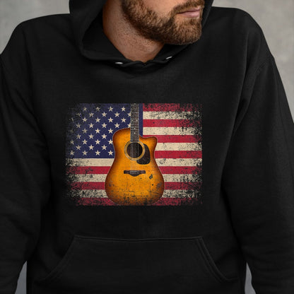 Guitar Lover Shirt, Funny Guitar UnisexT-Shirt/Hoodie/Sweatshirt HLT00 - Guitar 4th of July Gift American Flag USA - Country Music T-Shirt Small