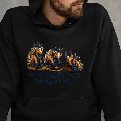 Best Horse Lover Shirt , Funny Horse UnisexT-Shirt/Hoodie/Sweatshirt HLT00 - Walking By Faith Tripping Constantly Western Horse Christian T-Shirt