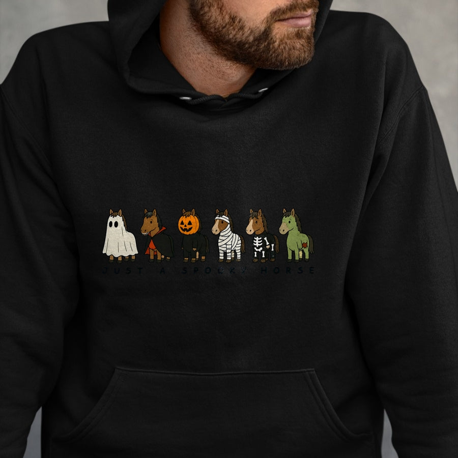 Best Horse Lover Shirt , Funny Horse UnisexT-Shirt/Hoodie/Sweatshirt HLT00 - Just A Spooky Horse Ghost Pumpkin Halloween Costumes T-Shirt
